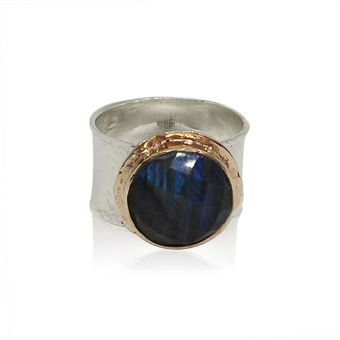 Sterling Silver, 9K Gold, Labradorite Ring