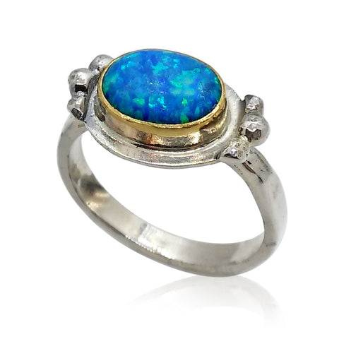 Sterling Silver, 9K Gold, Opal Ring