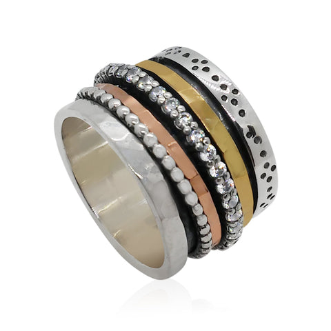Sterling Silver, 9K Mix Gold, Cubic Zirconia Ring
