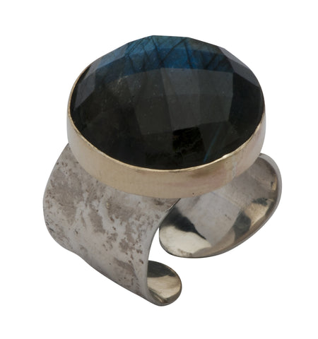 Sterling Silver, 9K Gold, Labradorite Ring