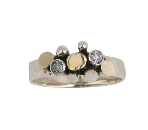 Sterling Silver, 9K Gold, Cubic Zirconia Ring