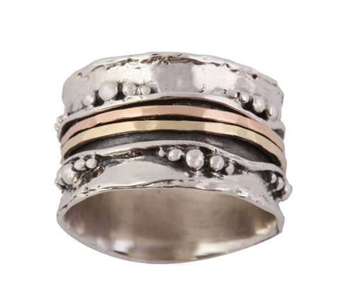 Sterling Silver, 9K Gold Ring