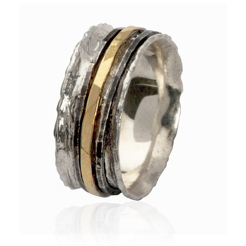 Sterling Silver, 9K Gold Ring