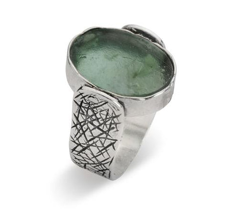 Sterling Silver, Roman Glass Ring