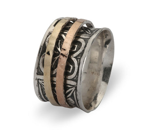 Sterling Silver, 9K Gold Ring