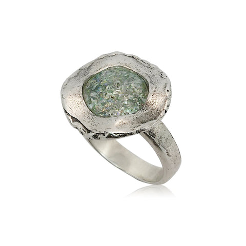 Sterling Silver, Roman Glass Ring
