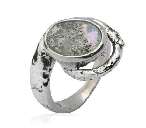 Sterling Silver, Roman Glass Ring