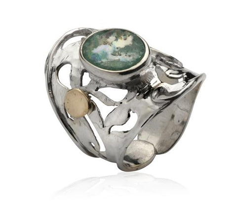 Sterling Silver, Roman Glass Ring