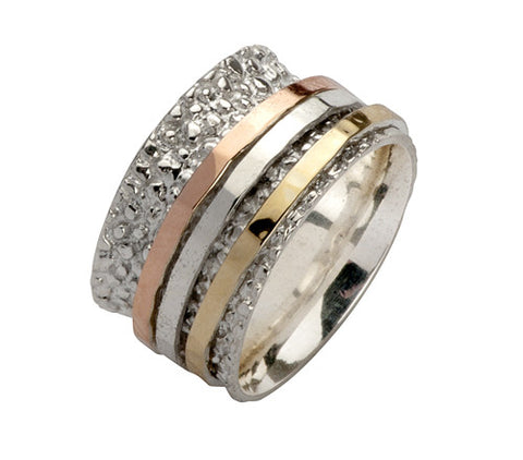 Sterling Silver, 9K Gold Ring