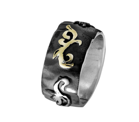 Sterling Silver, 9K Gold Ring
