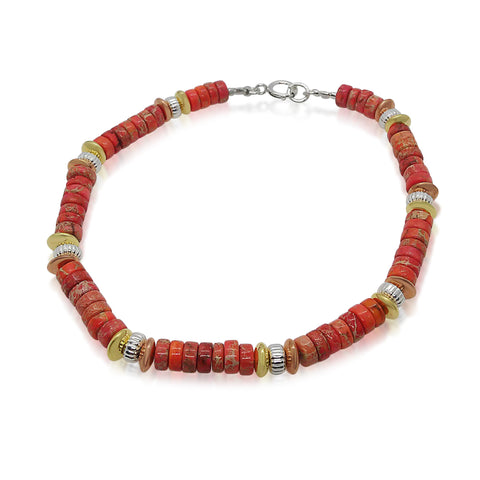 Sterling Silver, Gold Filled, Coral Bracelet