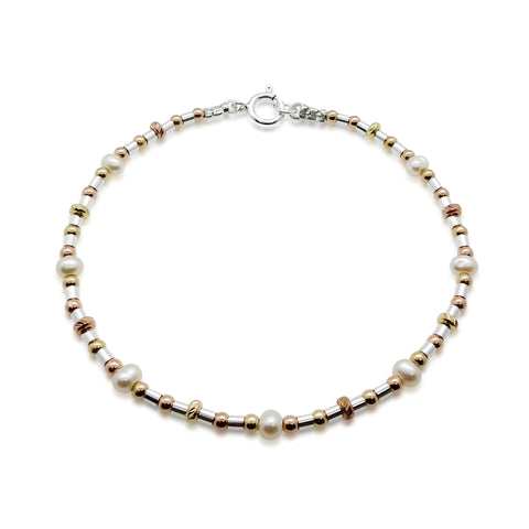 Sterling Silver, Gold Filled, Pearl Bracelet