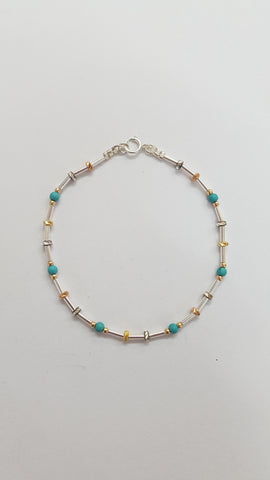 Sterling Silver, Gold Filled, Turquoise Bracelet