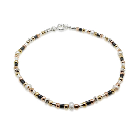 Sterling Silver, Gold Filled, Oxidized Silver, Pearl Bracelet