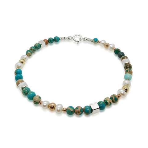 Sterling Silver, Gold Filled, Turquoise Jasper Bracelet