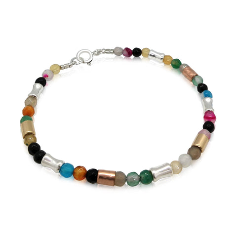 Sterling Silver, Gold Filled, Turquoise, Indian Agate Bracelet
