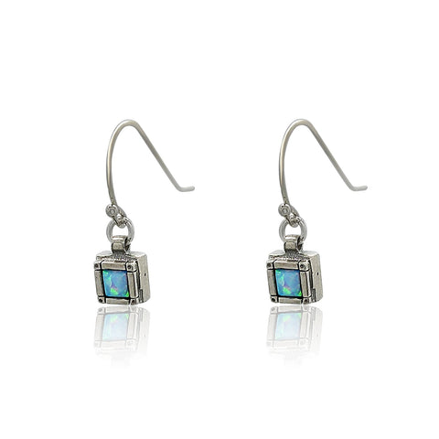 Sterling Silver, Opal Earrings