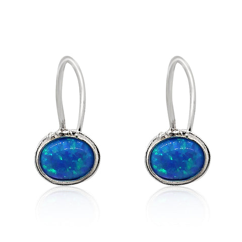 Sterling Silver, Opal Earrings