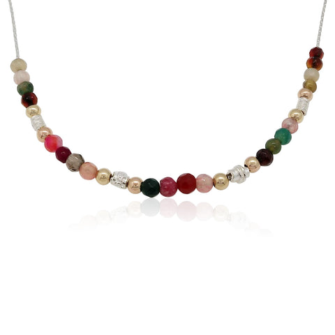 Sterling Silver, Gold Filled, Agate Necklace