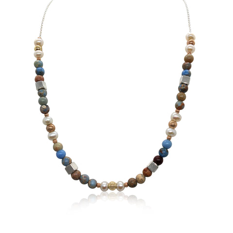 Sterling Silver, Gold Filled, Blue Jasper Necklace