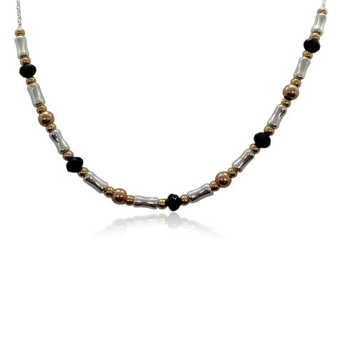 Sterling Silver, Gold Filled, Onyx Necklace