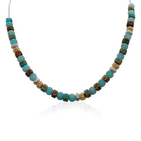 Sterling Silver, Gold Filled, Jasper, Amazonite Necklace