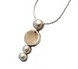 Sterling Silver, 9K Gold, Pearl Necklace