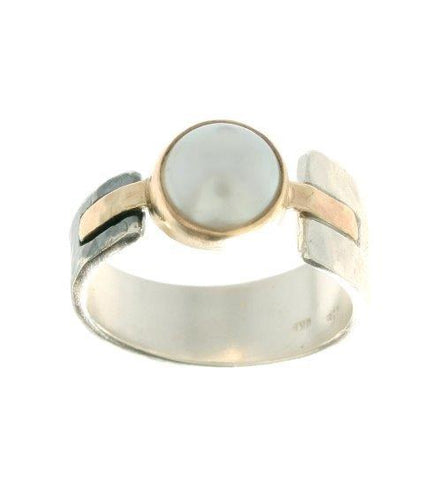 Sterling Silver, 9K Gold, Pearl Ring