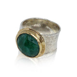 Sterling Silver, 9K Gold, Emerald Ring