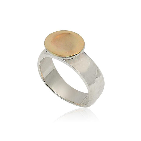 Sterling Silver, 9K Gold Ring