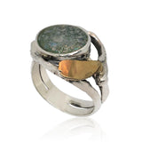 Sterling Silver, 9K Gold, Roman Glass Ring