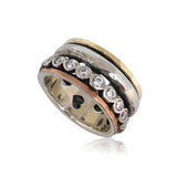 Sterling Silver, Cubic Zirconia, 9K Gold (mix) Ring (NO)