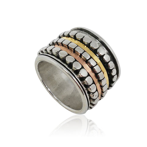 Sterling Silver, 9K Gold Ring