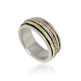 Sterling Silver, Cubic Zirconia, 9K Gold Ring